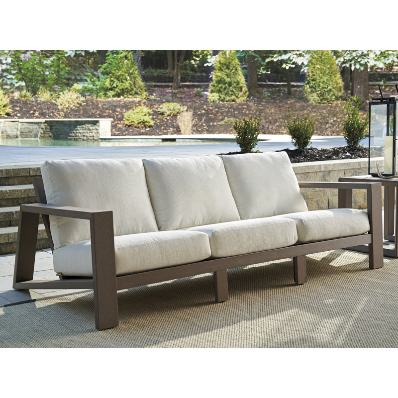 Mozambique 90" Wide Outdoor Teak Patio Sofa with Sunbrella Cushions