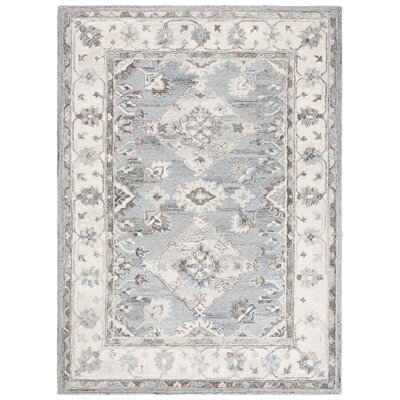 Routh Oriental Handmade Tufted Wool Gray/Ivory Area Rug -  Alcott HillÂ®, 418F8D368CF541B09B40702F72BD5085