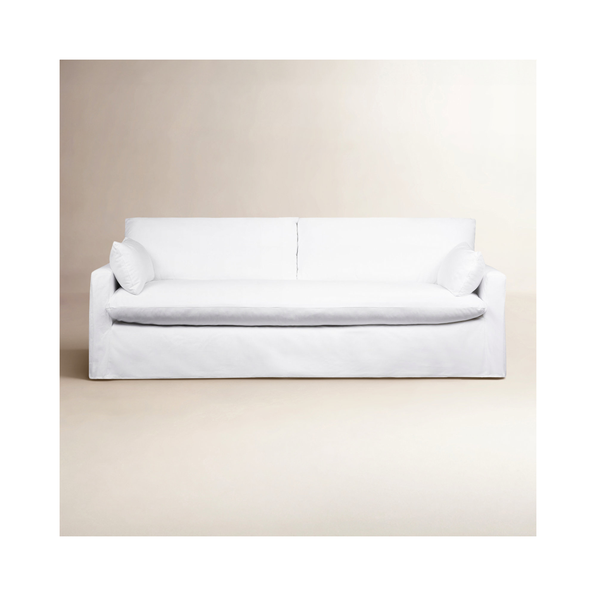 Luna Slipcovered Queen Sleeper Sofa, Classic Bleach White Twill
