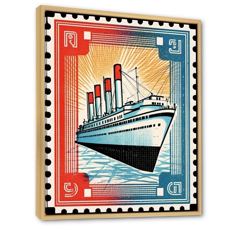 Impression sur toile encadrée rétro Vintage Stamo RMS Titanic I, H 44 po x l 34 po x P 1,5 po, Cadre naturel flottant