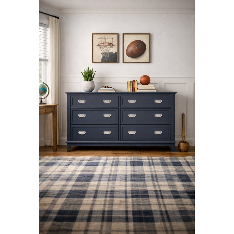 Beckett 54.5" Modern 5-Drawer Dresser, Blue