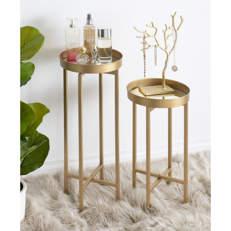 Ensemble de tables-plateaux pliables en métal Jellico, 2 pièces, Or