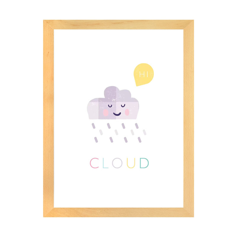 Nuage - reproduction d'impression, Papier avec cadre beige, H 24 po x l 16 po x P 1 po, Blanc