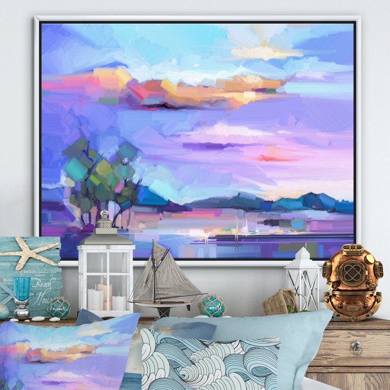 Impressionniste avec la rivière II - reproduction d'art sur toile, Toile blanche encadrée, H 24 po x l 32 po x P 1 po