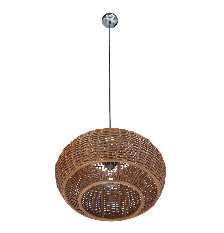 Hatsu 1 - Light Satin Teardrop Pendant, Stained Wicker