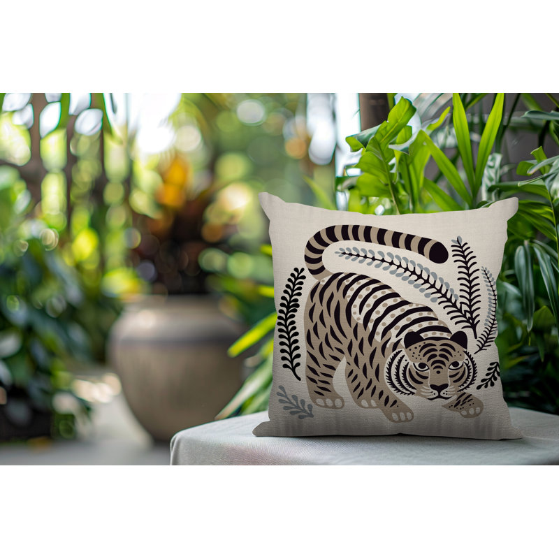 Oreiller carré réversible Remo Tiger, Carré 19 po, Beige