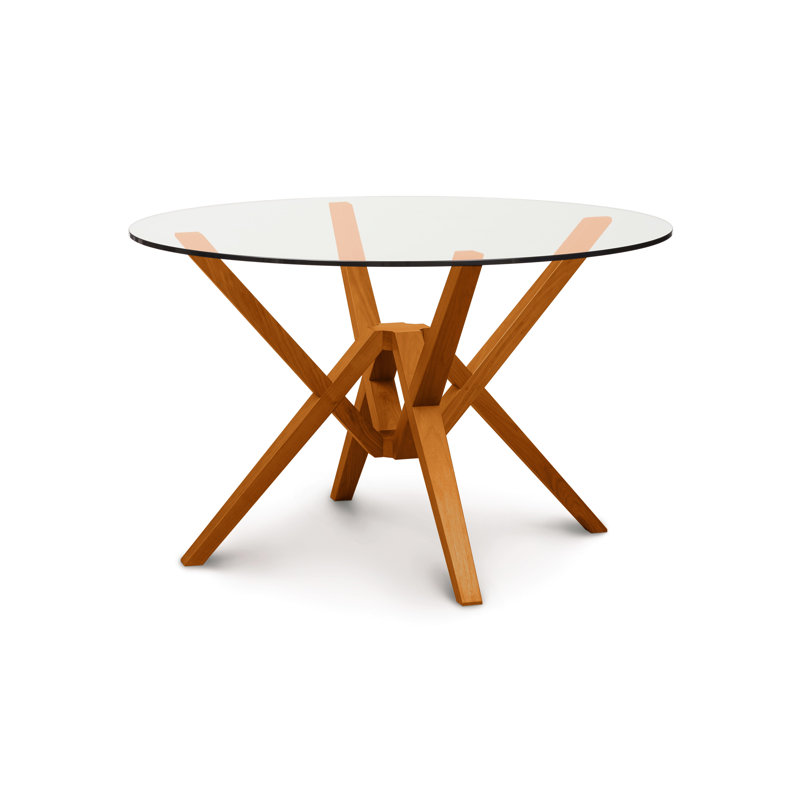 Exeter Round Glass Top Table, 30" H x 48" L x 48" W, Autumn Cherry