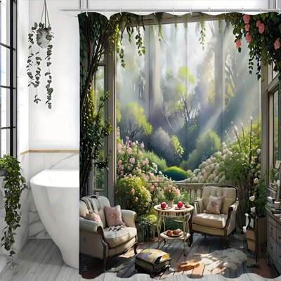 Shower Curtain with Hooks Included