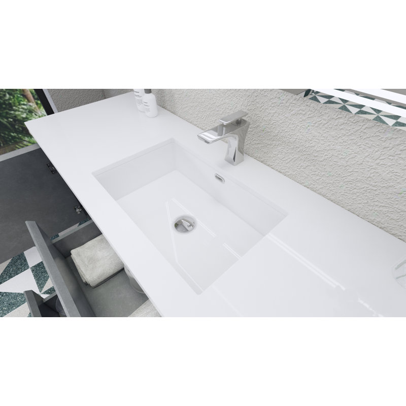 59'' Single Bathroom Vanity with Acrylic Top, Cement Gray