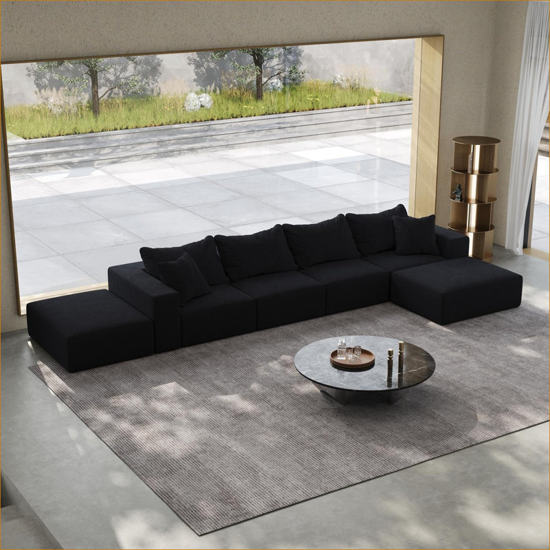 Canapés modulaires | Canapé modulaire surdimensionné en forme de L de 162 pouces pour chambre à coucher, 6 coussins | Chenille | Standard