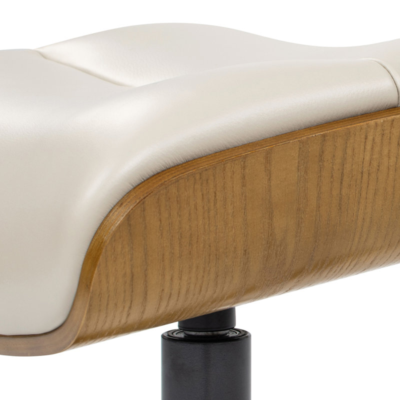 Repose-pieds en cuir véritable 20,5 po Ingrassia, blanc Baja, Beige