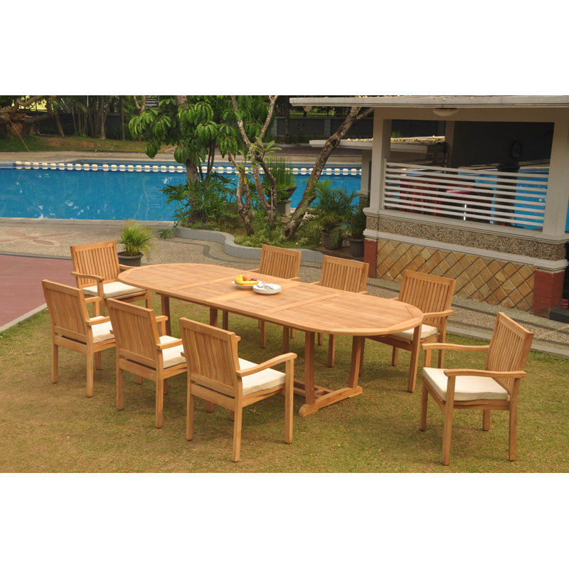 Ensemble repas en teck pour 10 personnes Kenyon, H 30,5 po x L 82 po x l 40 po, 6