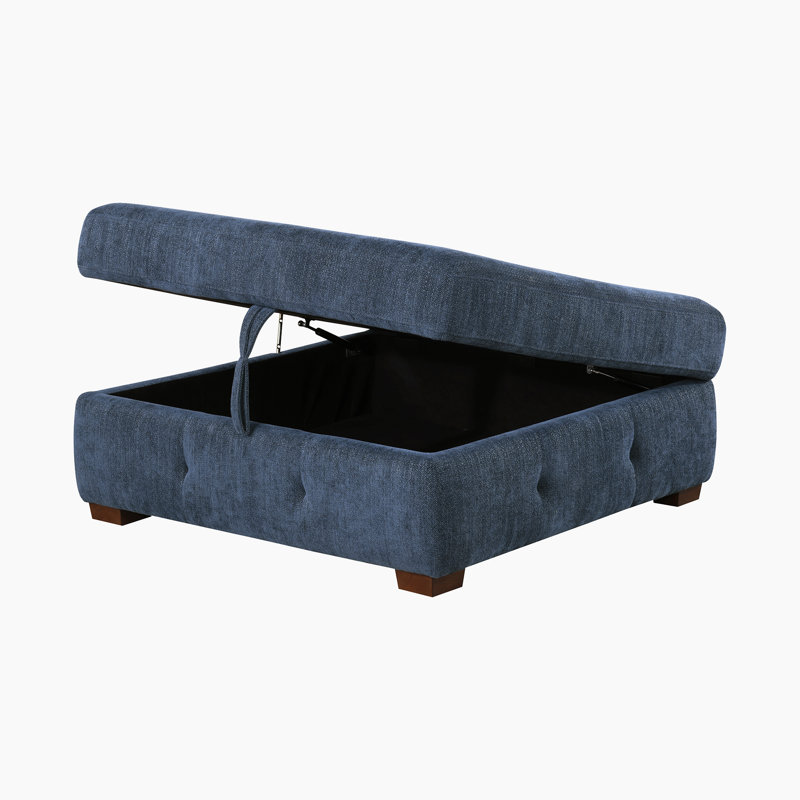 Odesser 5-Piece Chenille Sectional Sofa Sleeper with Chaise and Storage Ottoman, Blue Chenille, Right Hand Facing