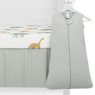 Rawr-some 3 Pc Crib Set, Sage Green & Dinosaur Print