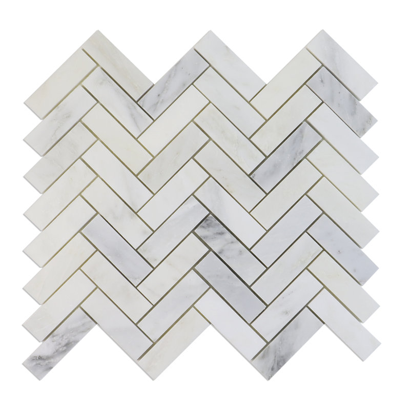 Carreau de mosaïque en marbre à chevrons 12 po x 12 po