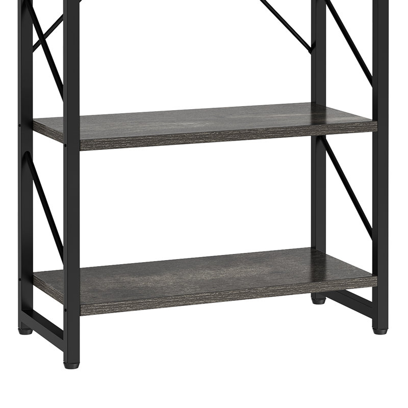 Kiyler Bookcase, (6 Shelves) 69.6" H x 23.6" W x 11.8" D, Black/Gray
