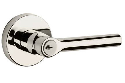Tubed Door Lever with Round Rose, Bright Nickel, Keyed Alike, Yes