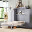 Queen Size Bed - Multifunctional Grey Foldable Platform Bedframe With 2 Wardrobe Storage, Ideal For Bedroom And Guest, Wood Storage Feature Design Arrangement In Shelf, Layout-349706031-349706017