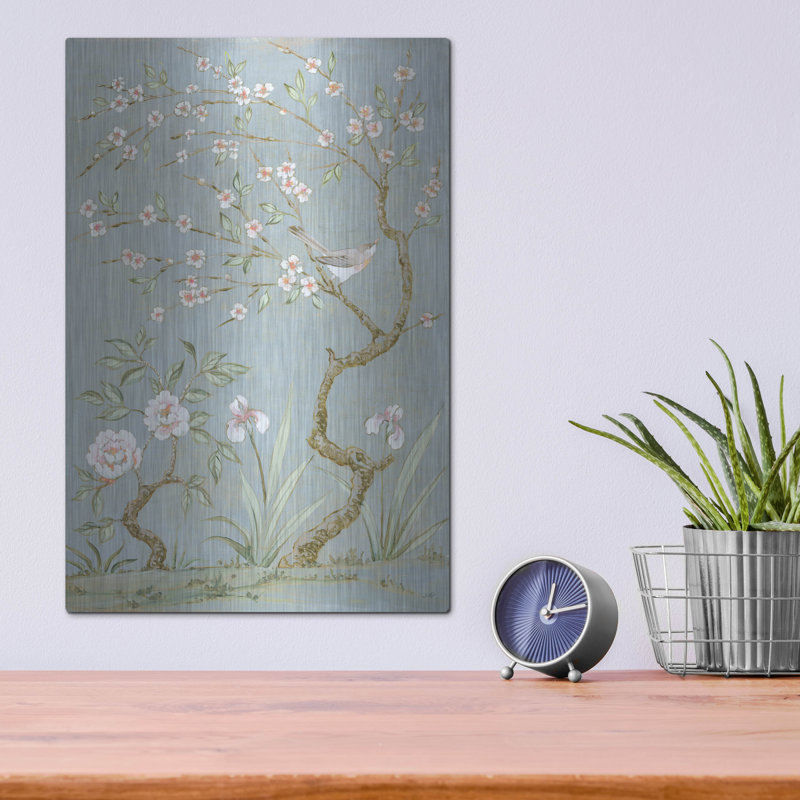 Art mural en métal Winston Porter «Spring Mural 1 Blue» par Julia Purinton, H 16 po x l 12 po