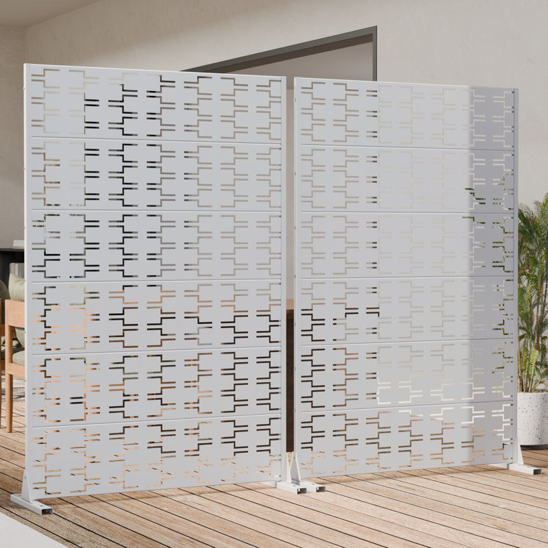 H 72 po x l 47 po x P 16 po avec écran d'intimité en métal et panneau de clôture en treillis pour terrasse, Blanc