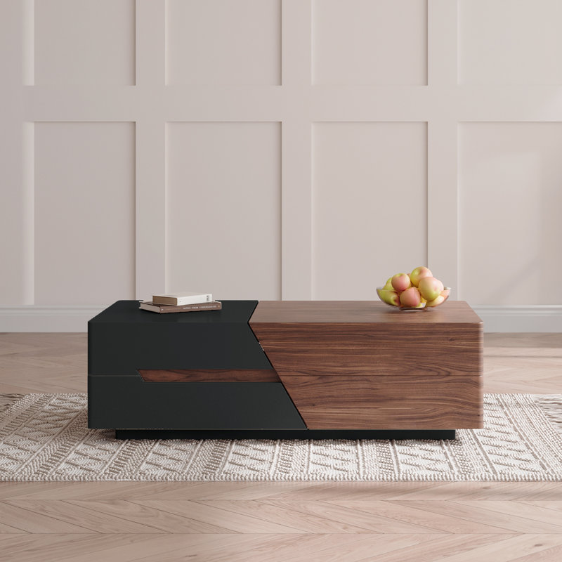 Modern Adjustable 51.18'' to 78.71'' L Wood Coffee Table, Black/Brown