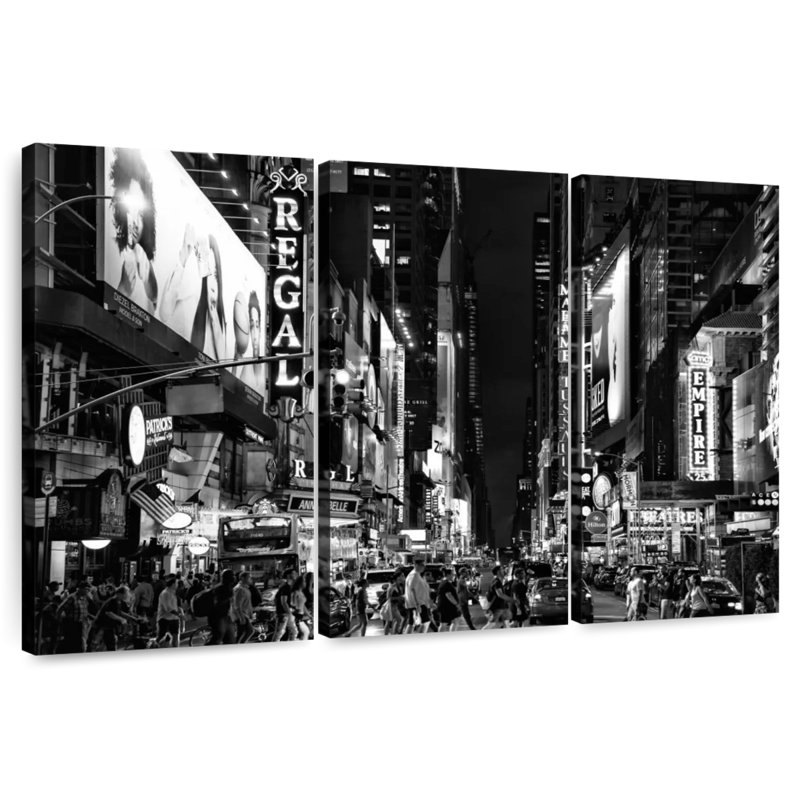 Kavia Times Square par nuit, H 20 po x l 33 po
