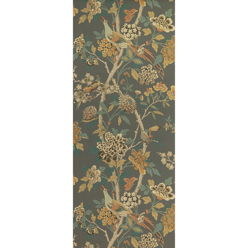 32.99' L x 27.56" W Smooth Wallpaper Roll, Charcoal/Sienna