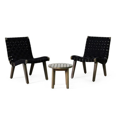 Outdoor 3-Piece Wood Patio Seating Set