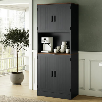 71" Tall Pantry Cabinet With Charging Station, Farmhouse Kitchen Hutch With Adjustable Shelves, Modern Kitchen Pantry Storage Cabinet For Dinning Room