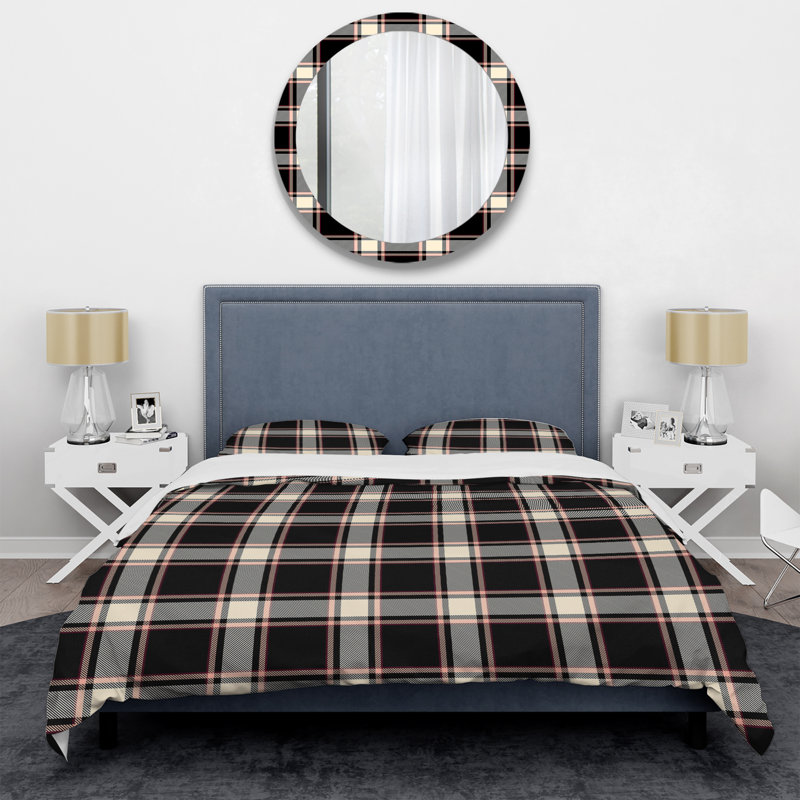 Ensemble de housse de couette en microfibre noir / crème 3 pièces, Housse de couette pour très grand lit et 2 très