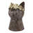 8.5X7.7X12.4" Magnesium Cat Statue Planter With Textured Brown Finish And Gold Leaf Crown