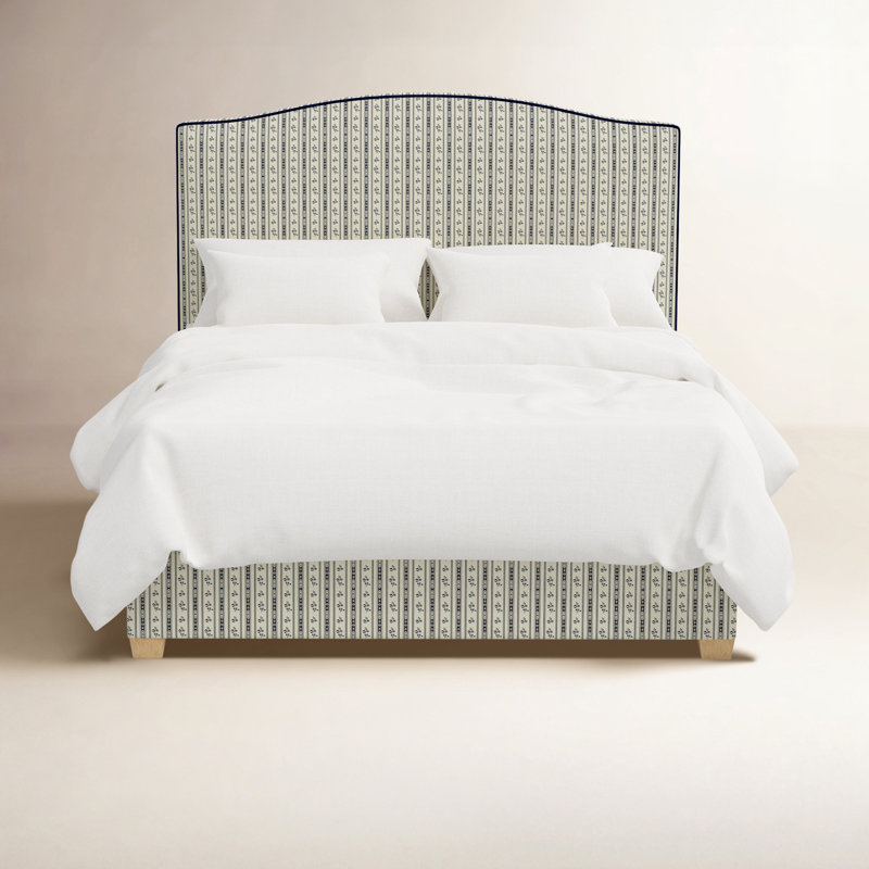 Upholstered Bed, Queen, Navy 