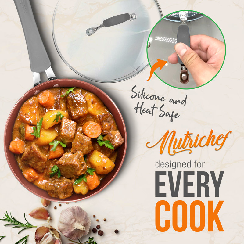 NutriChef 11-Piece Gray Aluminum Nonstick Cookware Set
