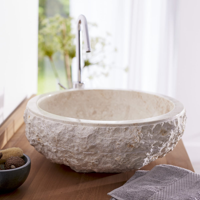 Scrula Gray Marble Bathroom Sink, Cream