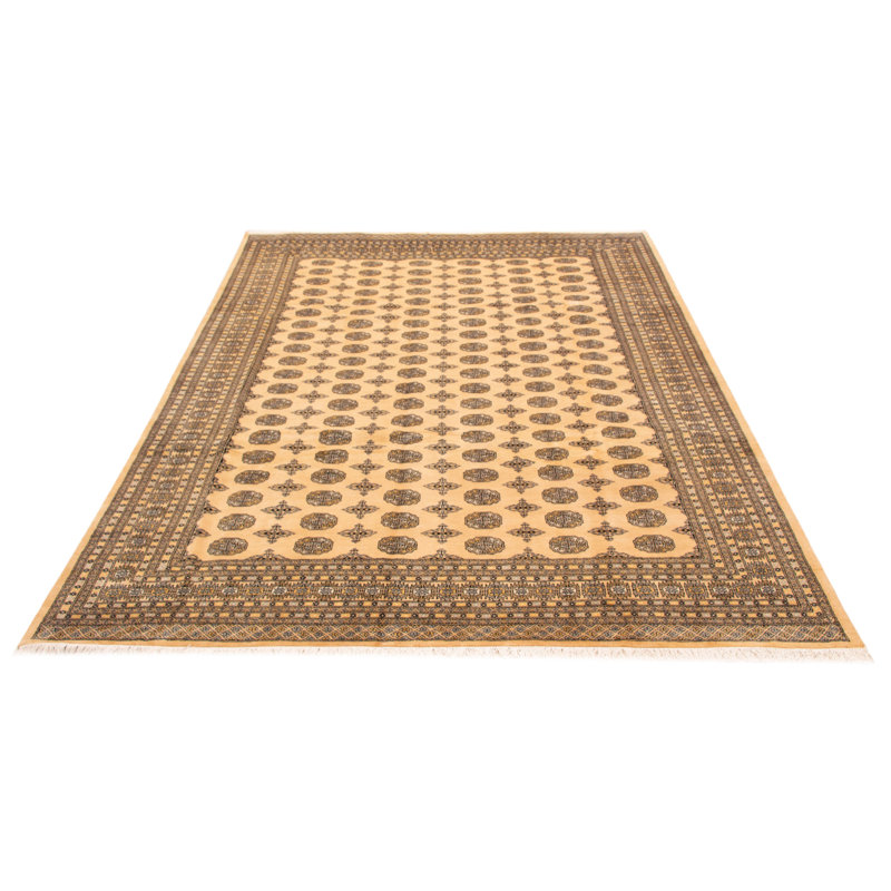 Tapis unique en laine noué à la main beige Bokhara 9 pi 3 po x 12 pi 1 po