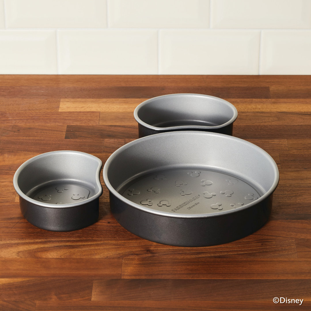Farberware Disney Bake With Mickey 3 Piece Nonstick Mickey Head Cake Pan / Bakeware Set, Black Farberware