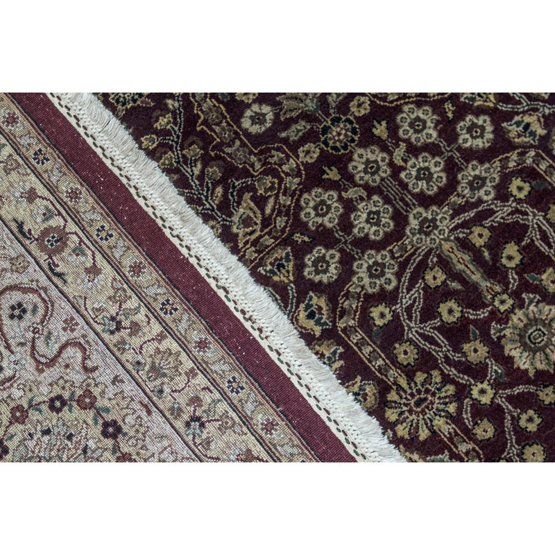 Tapis rouge et beige noué à la main de haute qualité