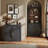 Set of 3 Modular Sideboard with Double-Arc Wood Doors, Ebony-626131438