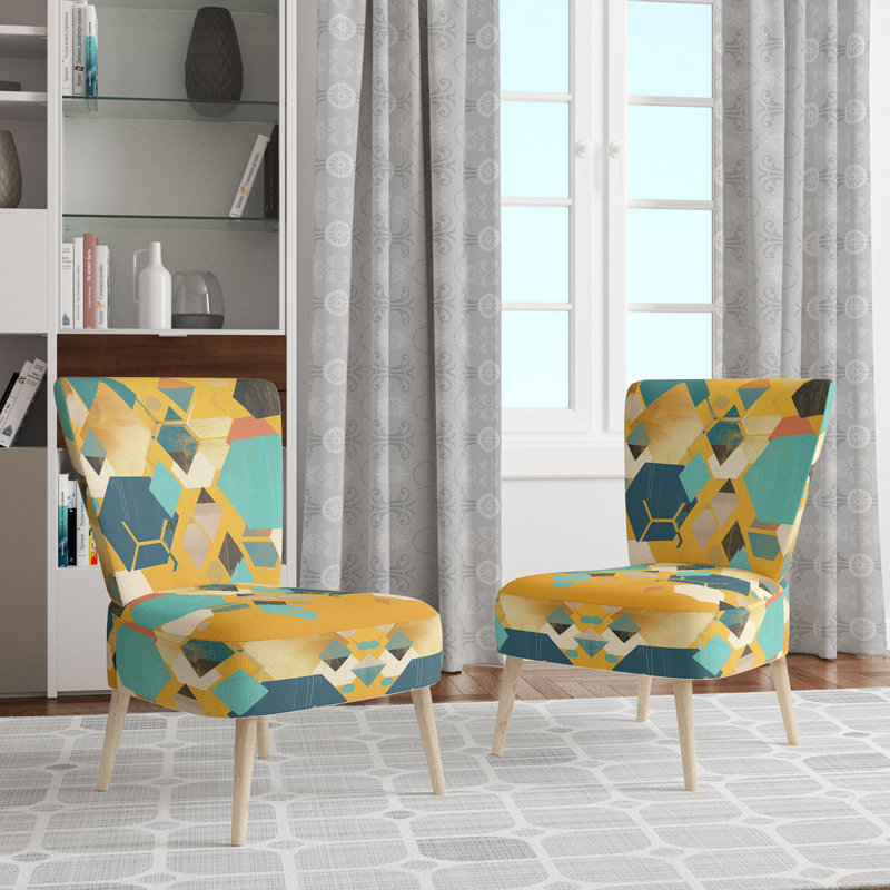 Chaise d'appoint rembourrée Geometric Hexagons, Pink Velvet