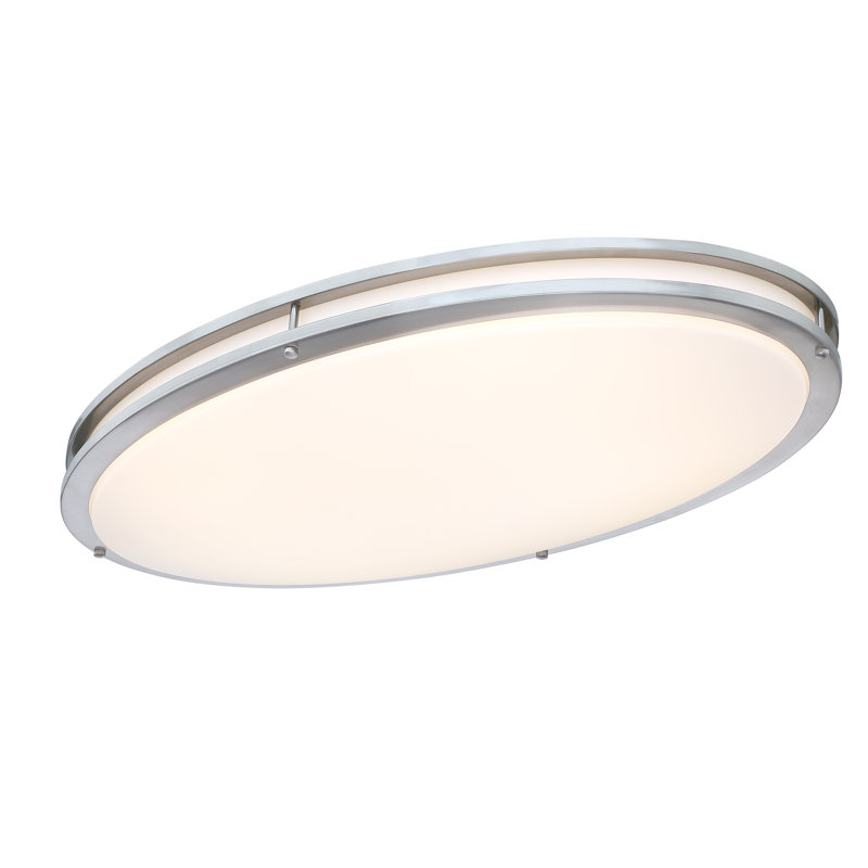 Hanz Selectable LED 2700K, 3000K,3500K, 4000K, 5000K Flush Mount Ceiling Light, Brushed Nickel, 4.69"H x 33"W x 18.12"D
