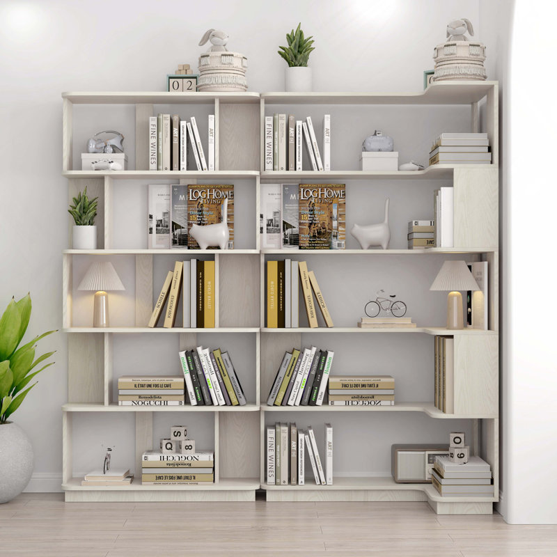 Bibliothèque de coin de 90 cm à économie d'espace + bibliothèque libre de 80 cm, ensemble de 2 tablettes, meubles assortis