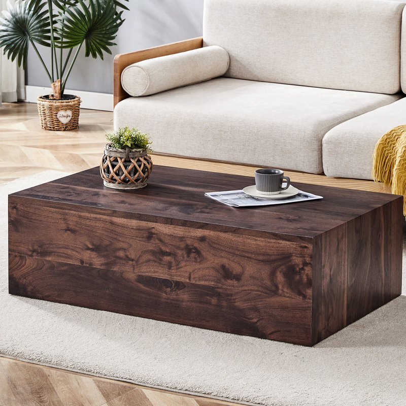 Table basse de 39,3 po x 23,6 po x 12 po avec finition noyer - Convient à une table luxueuse moderne Home Decor, grain de bois en pouces, multifonctionnelle pour le salon