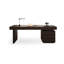Bureau rectangulaire avec tiroirs en bois massif de couleur fumée-1100010107