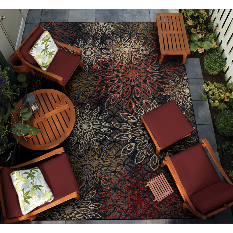 Tapis intérieur noir multicolore Sauget, Rectangle 8 pi 6 po x 13 pi