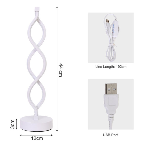 Timmothy 44cm White Table Lamp with USB