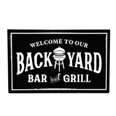 VIP Metal 16 in. Black "Backyard Bar and Grill" Space Sign