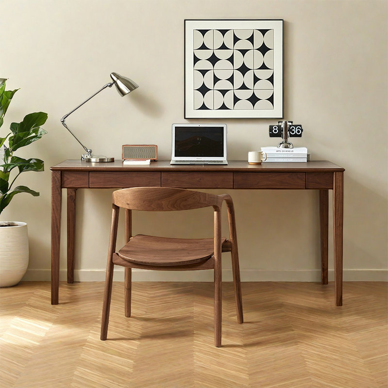 Simple Walnut Rectangular Solid Wood Office Sets