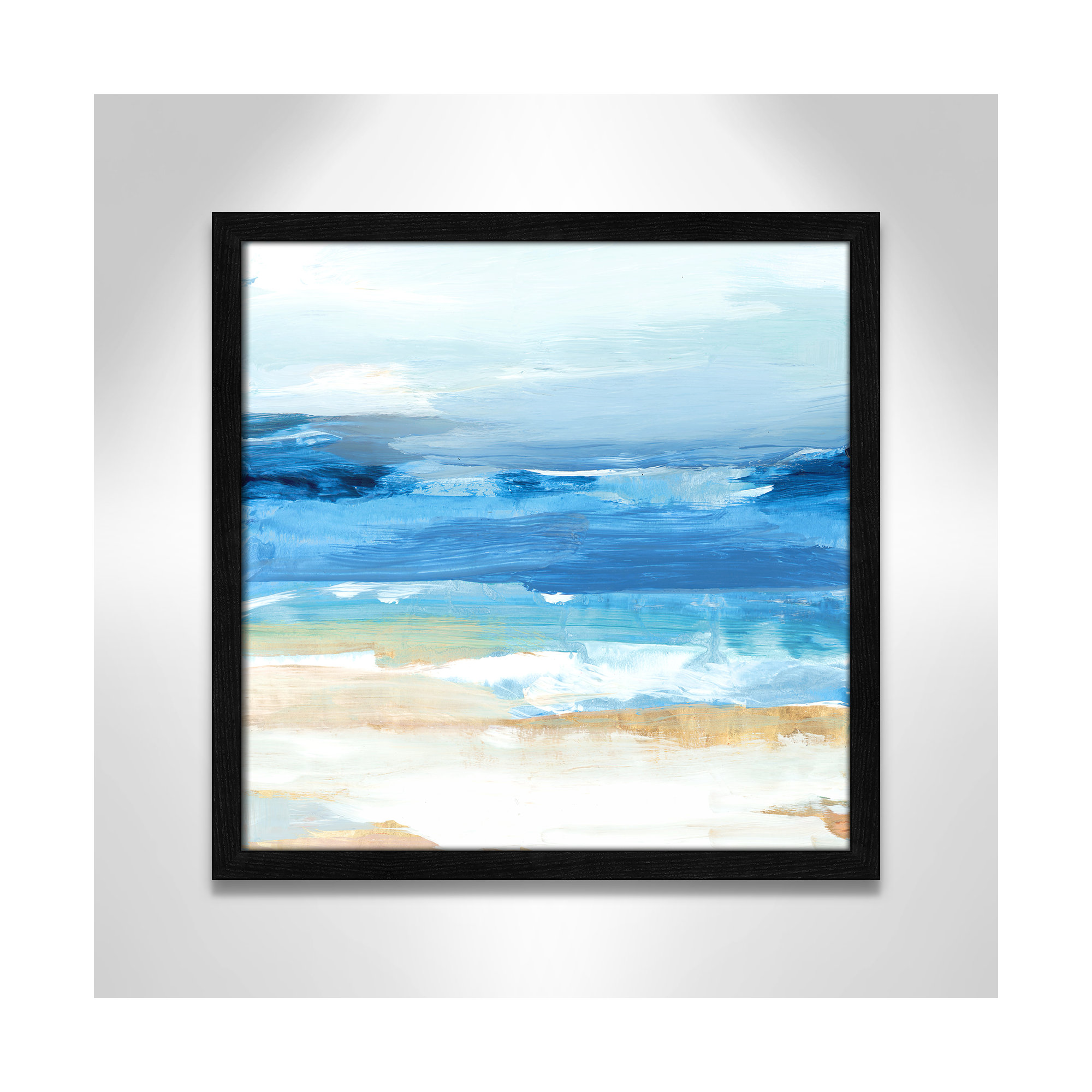 Surface Waves - Picture Frame Painting Print, Black Framed, 17" H x 17" W x 0.75" D
