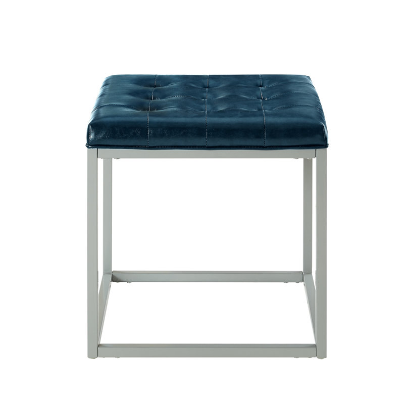Repose-pieds 18 po gris, Similicuir bleu