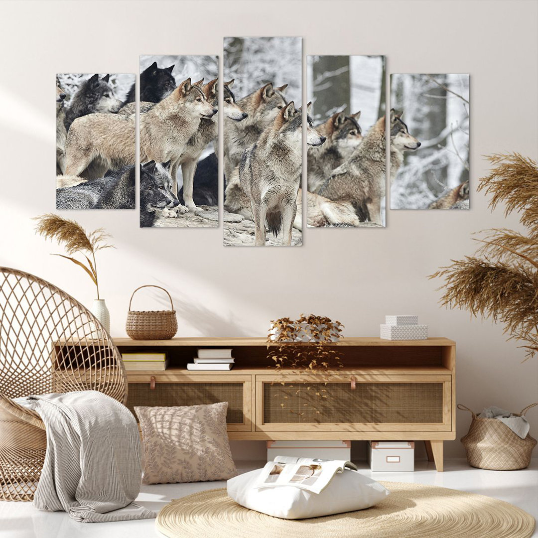 3-tlg. Leinwandbilder-Set Pack Wolves Winter